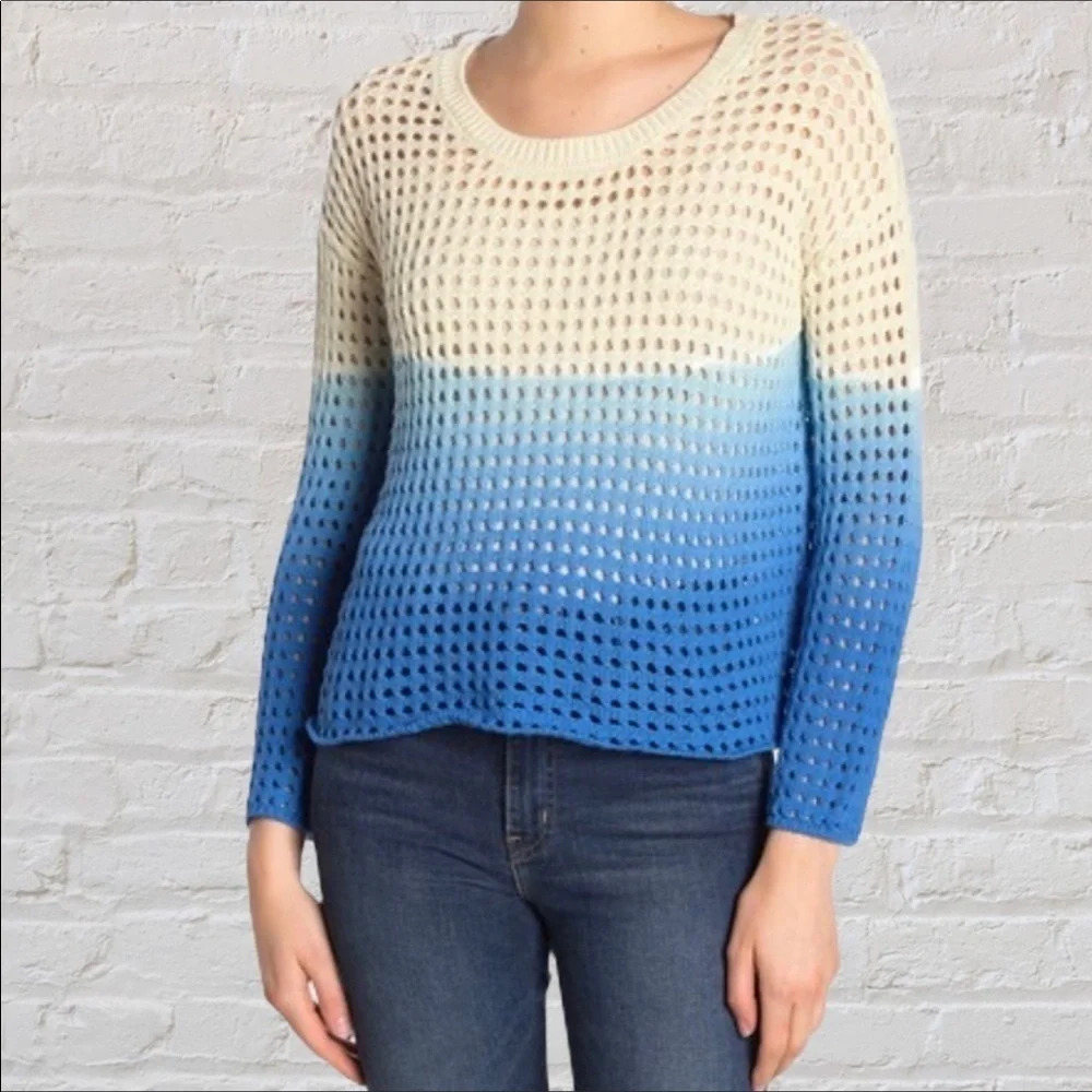 NWT Good Luck Gem Open Knit Long Sleeve Ombre Pullover Sweater Size Large